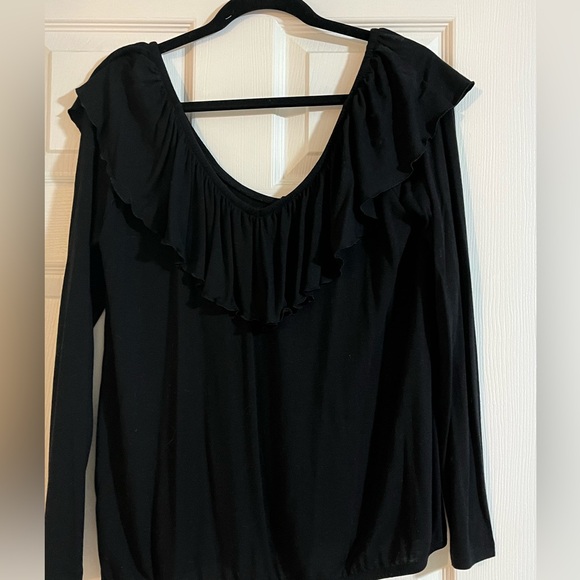 Express V Neck Ruffled Shirt - Picture 3 of 3